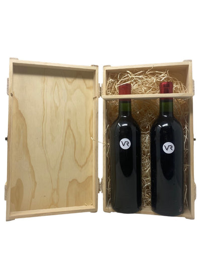 Hölzerne Geschenkbox für 2 Flaschen (leer) - Rarest Wines